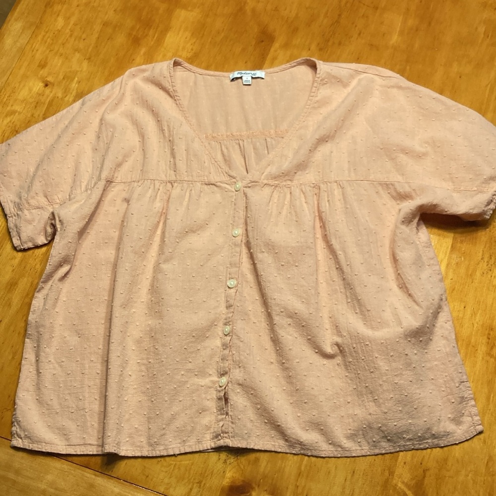 Madewell Rhyme Button-Front Top in Cliptop Antique Coral - Picture 3 of 7